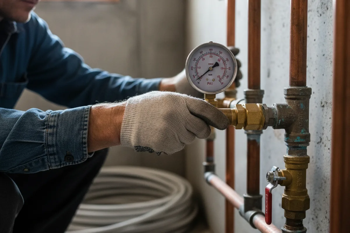 Pressure testing a repaired line during Water Line Repair in Fair Oaks