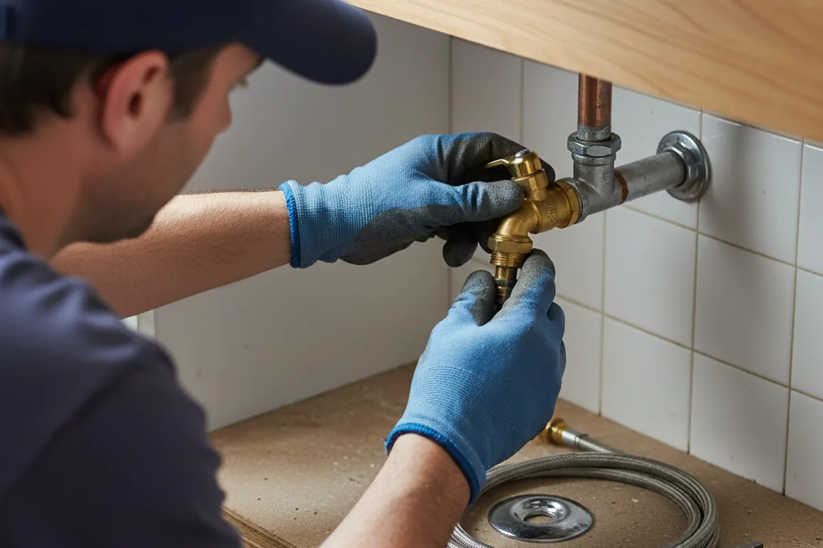 Shutoff valve and fitting work during Burst Pipe Repair in Fair Oaks